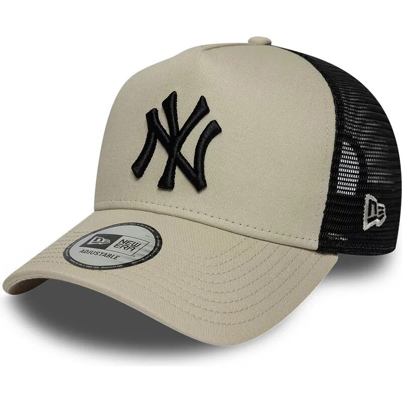 bone-trucker-bege-e-preto-com-logo-preto-a-frame-league-essential-da-new-york-yankees-mlb-da-new-era