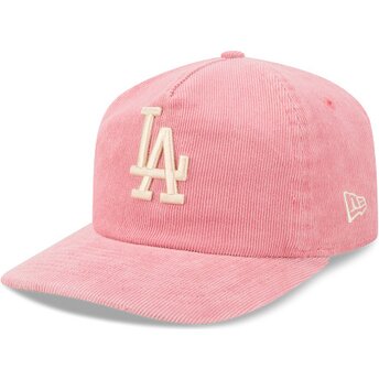 Boné curvo rosa ajustável 19TWENTY Precurved Corduroy Pastel da Los Angeles Dodgers MLB da New Era