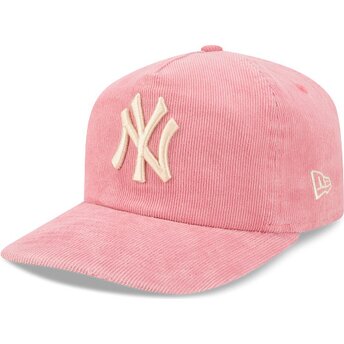 Boné curvo rosa ajustável 19TWENTY Precurved Corduroy Pastel da New York Yankees MLB da New Era