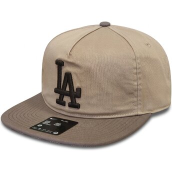 Boné plano bege e castanho ajustável Pro Unstructured 5 Panel da Los Angeles Dodgers MLB da Nike