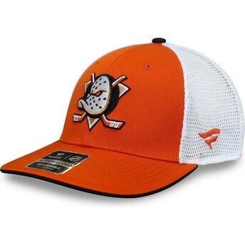 Boné trucker laranja e branco Structured Mid-Crown da Anaheim Ducks NHL da Fanatics