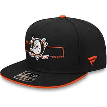 Boné plano preto e laranja snapback Structured da Anaheim Ducks NHL da Fanatics