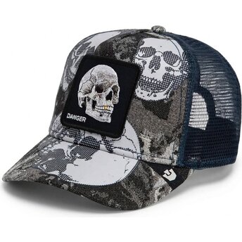 Boné trucker preto e azul caveira Bone Head Danger The Farm da Goorin Bros.