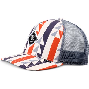 Boné trucker multicolor e cinza HFT Bauhaus Aztek da Djinns