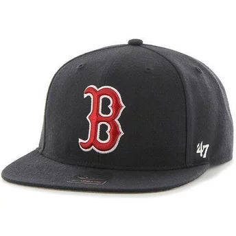 Boné plano azul marinho snapback liso dos MLB Boston Red Sox da 47 Brand