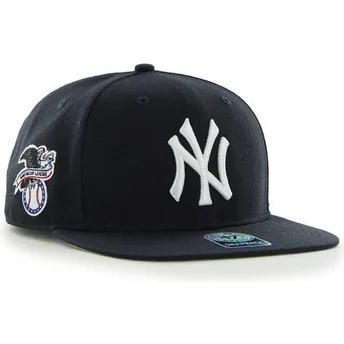 Boné plano azul marinho snapback liso com logo lateral dos MLB New York Yankees da 47 Brand