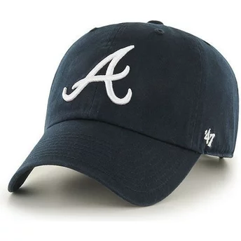 Boné curvo azul marinho com logo frontal dos MLB Atlanta Braves da 47 Brand