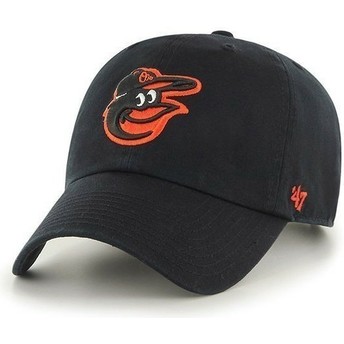 Boné curvo preta com logo frontal dos MLB Baltimore Orioles da 47 Brand