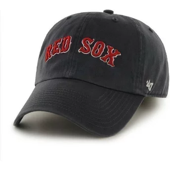 Boné curvo azul marinho com nome frontal grande dos MLB Boston Red Sox da 47 Brand