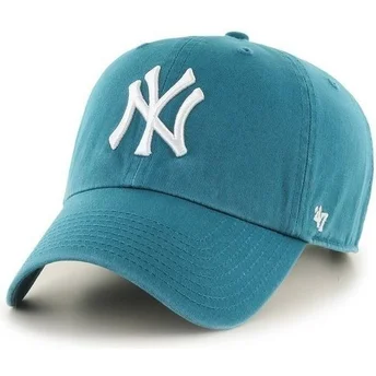 Boné curvo verde azulado dos New York Yankees MLB Clean Up da 47 Brand