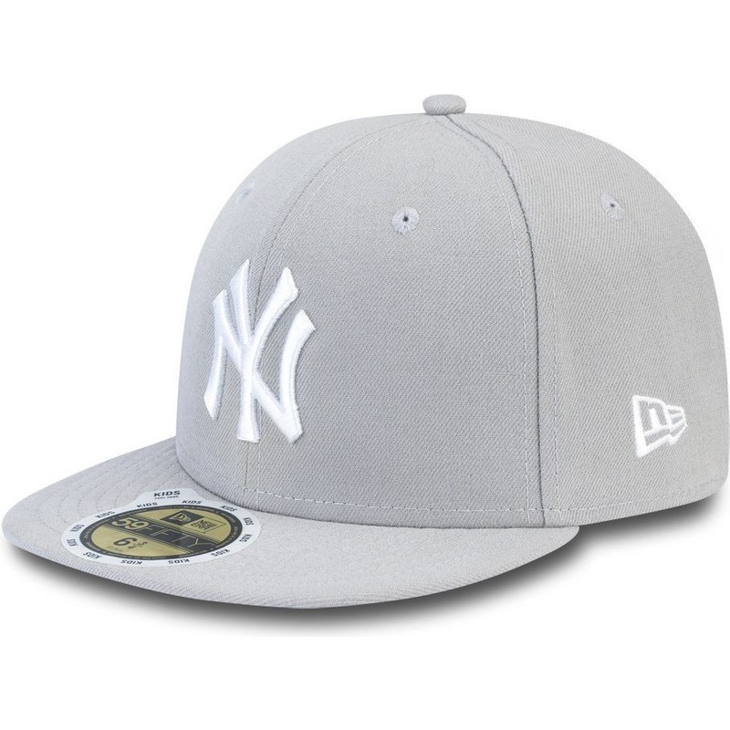 bone-plano-cinza-justo-para-crianca-com-logo-branco-59fifty-essential-dos-new-york-yankees-mlb-da-new-era