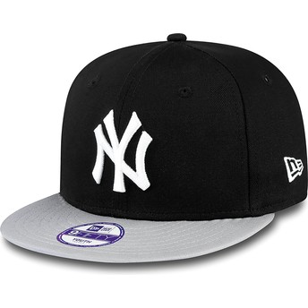Boné plano preto snapback para criança 9FIFTY Cotton Block dos New York Yankees MLB da New Era